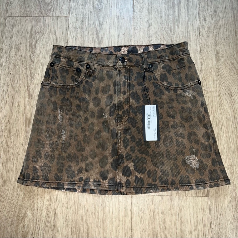 NWT R13 High Rise Mini Skirt in Leopard - Picture 3 of 5